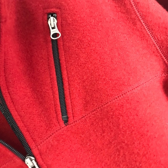 IBEX Red merino wool 1/4 zip pullover jacket medium - Picture 4 of 8